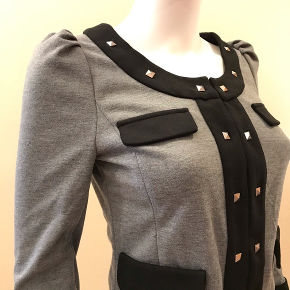 TCEC Blazer Jacket Grey Black Slim Fitted Cropped - Picture 2 of 15
